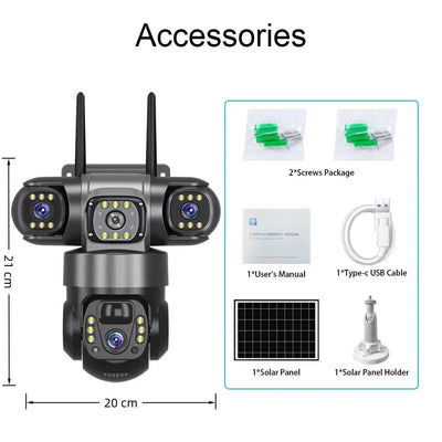 Solar 4G Outdoor Security Camera With 3 Lenses And 10X Zoom Night Vision - stepyours.com