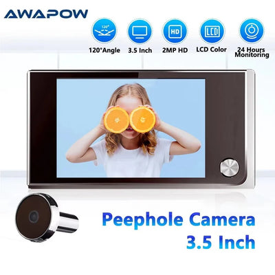 Awapow 3.5 Inch Door Peephole Viewer HD 2MP Wide Angle - stepyours.com