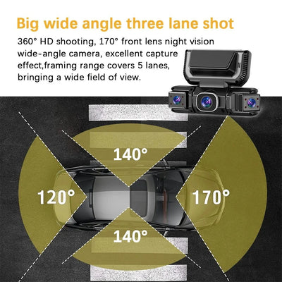 WiFi 4Channel 360 Degree Car Dashcam 2560x1440 24h Parking Monitor - stepyours.com