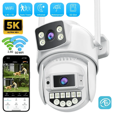 8MP 4K PTZ WiFi Camera - Dual Lens With Dual Screen AI Tracking Surveillance - stepyours.com