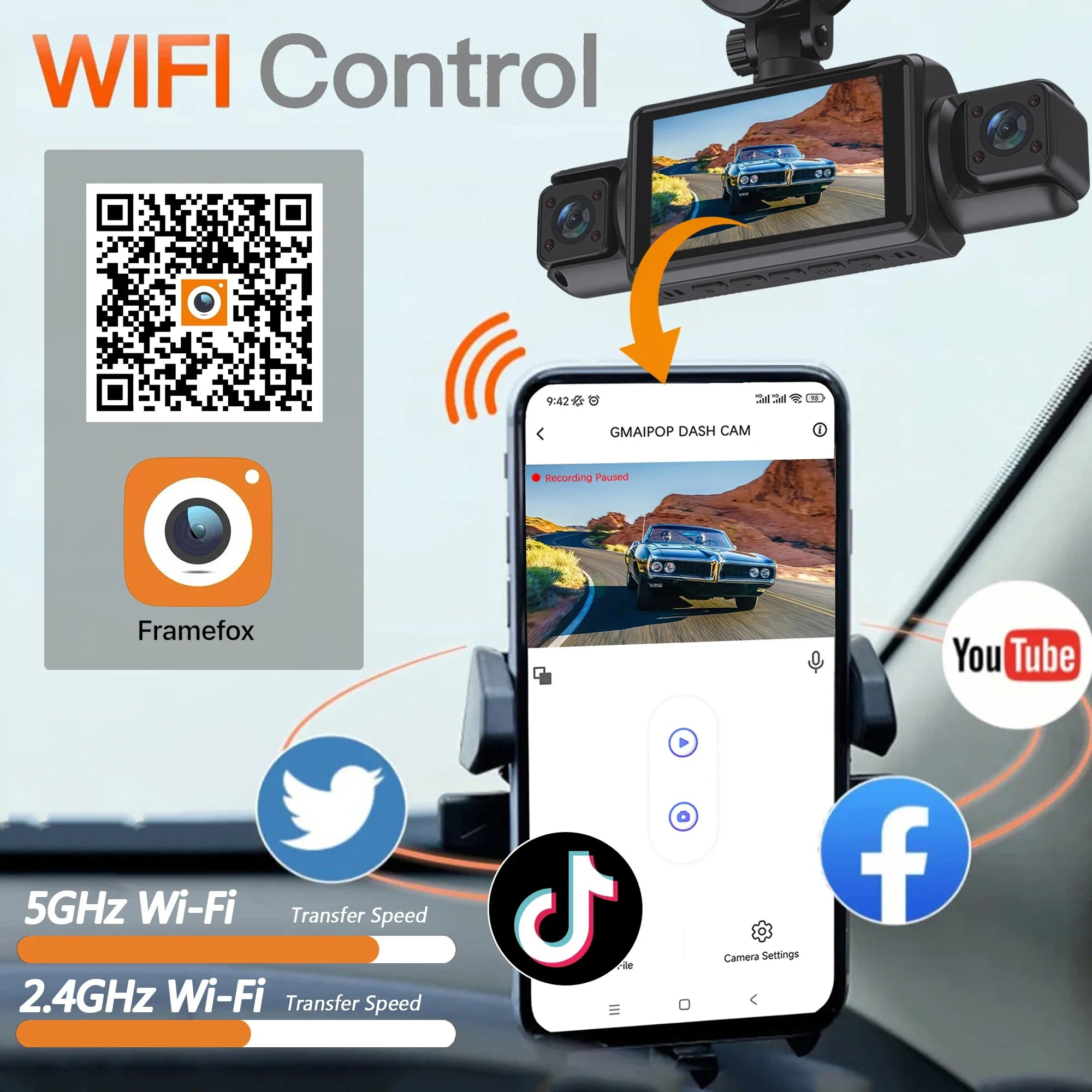 4 Channel WiFi Dashcam Full HD 1080P Front Rear Night Vision Loop Recording - stepyours.com