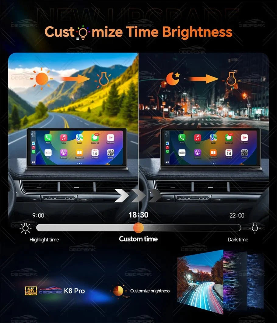 K8 Pro 11.3 Inch Dash Cam Dual Lens 5K GPS 5G WiFi Ultimate CarPlay Android Auto - stepyours.com