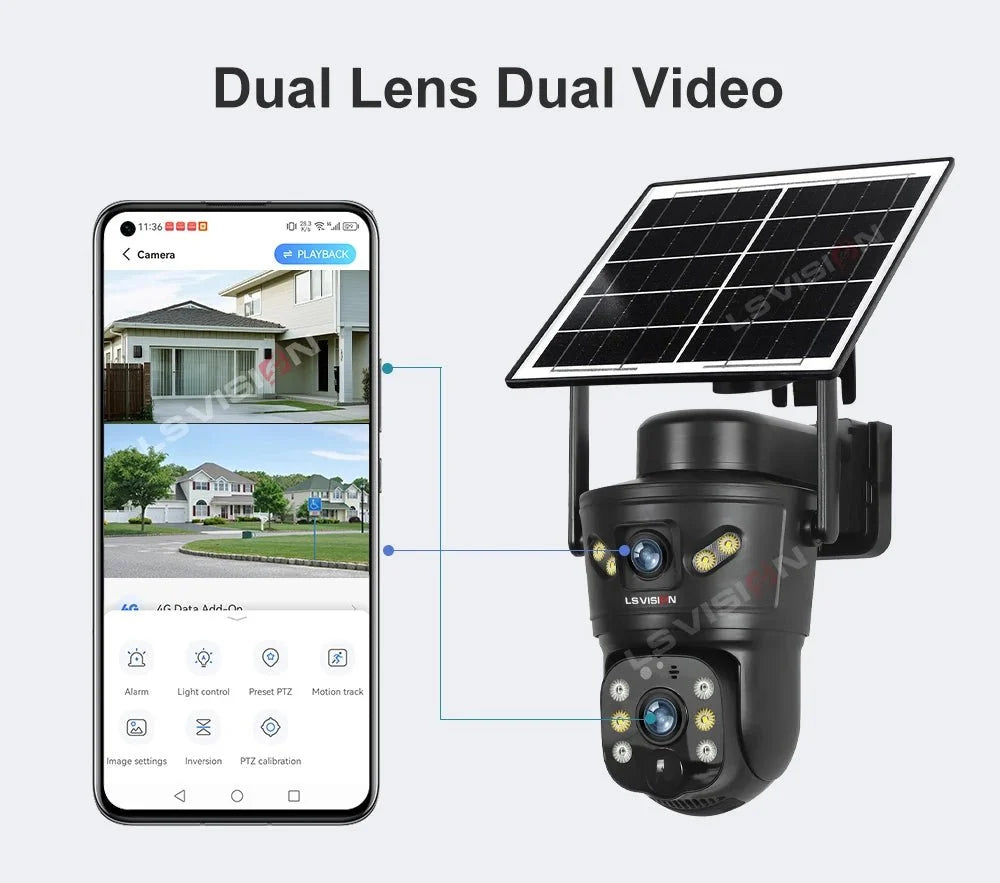 LS VISION 4G WiFi Outdoor Solar Camera - 8MP Dual Lens Night Vision Waterproof - stepyours.com