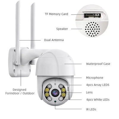 8MP 4K PTZ Camera AI Auto Tracking Color Night Vision Outdoor WiFi IP Cam - stepyours.com