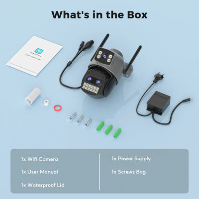 Outdoor Dual Screen IP Camera - 4K 15MP PTZ 10X Zoom AI Human Detection - stepyours.com