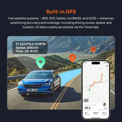 70mai Dash Cam 4K A800SE Dual Channel 24H Parking HDR WiFi 6 Voice Control - stepyours.com