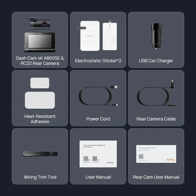 70mai Dash Cam 4K A800SE Dual Channel 24H Parking HDR WiFi 6 Voice Control - stepyours.com