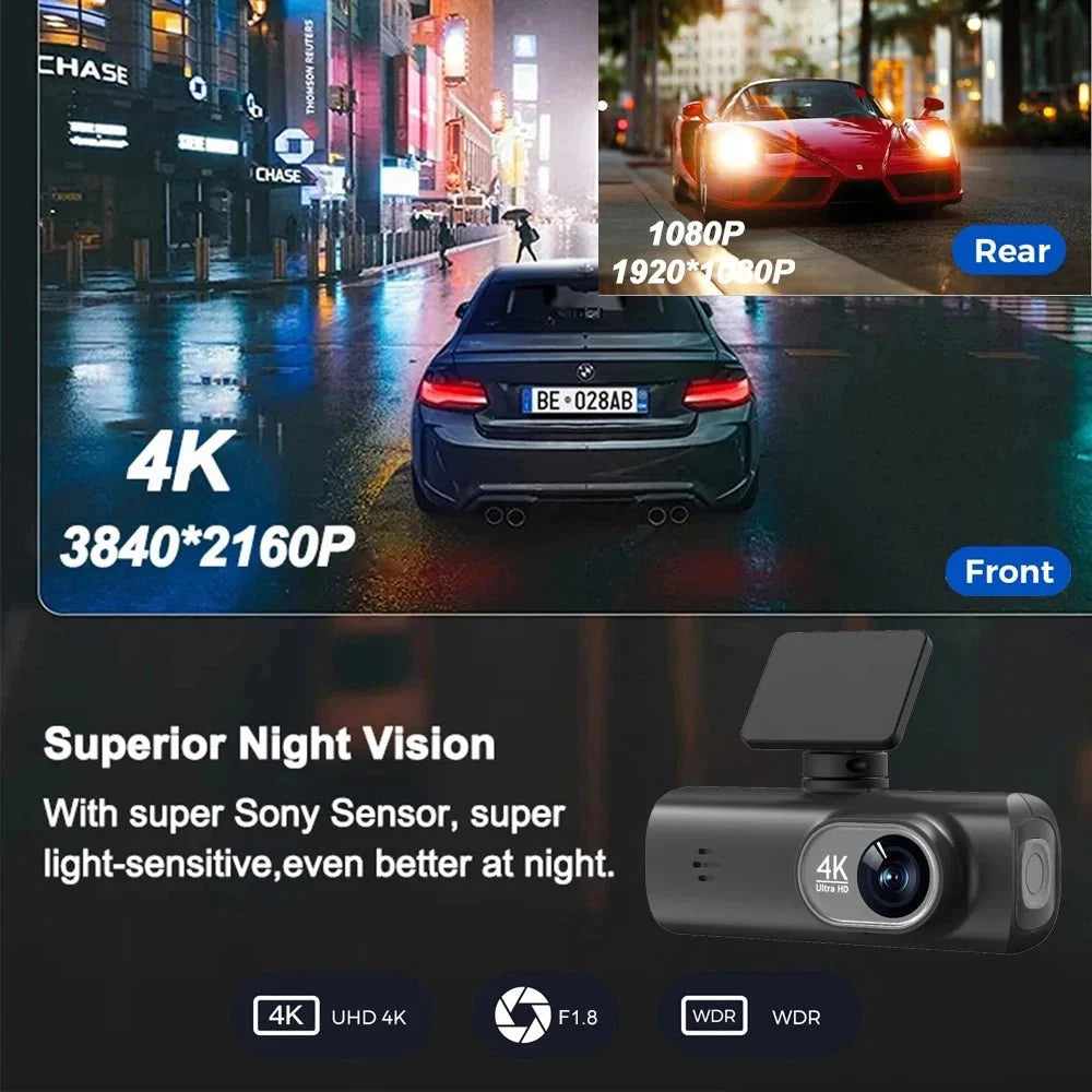 Soam Dash Cam 4K Plus Dual Channel GPS WiFi Front 4K Rear 1080p - stepyours.com