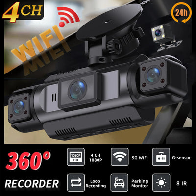 4 Channel WiFi Dash Cam 1080P Front Rear Left Right Night Vision Loop Recording - stepyours.com