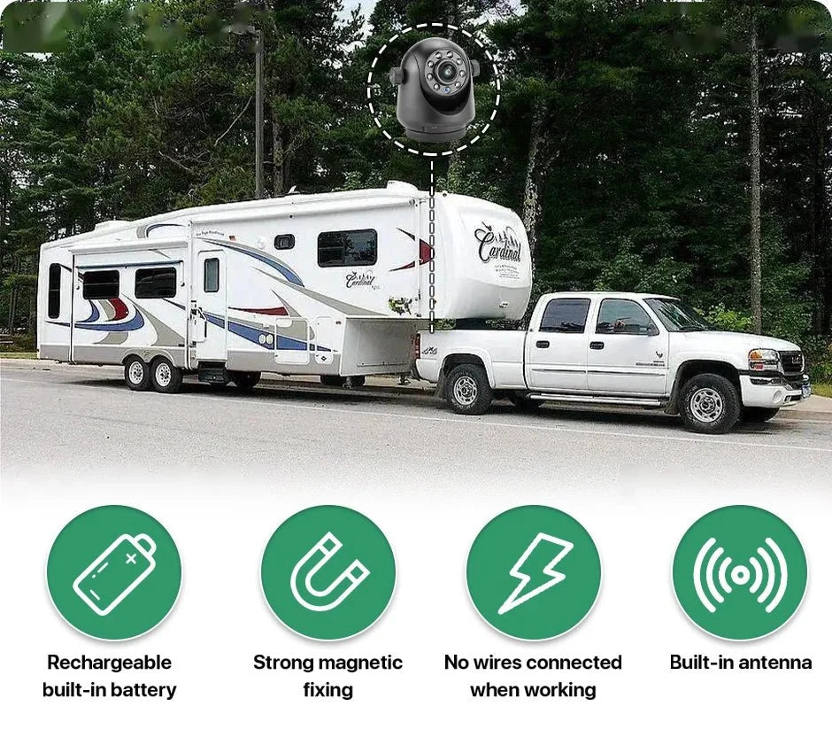 GreenYi 5G WiFi Magnetic Hitch Rear View Camera Night Vision Trailer RV - stepyours.com