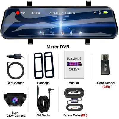 EACE 2.5K Mirror Dash Cam For Car Touch Screen With GPS WiFi 1440P Parking DVR - stepyours.com