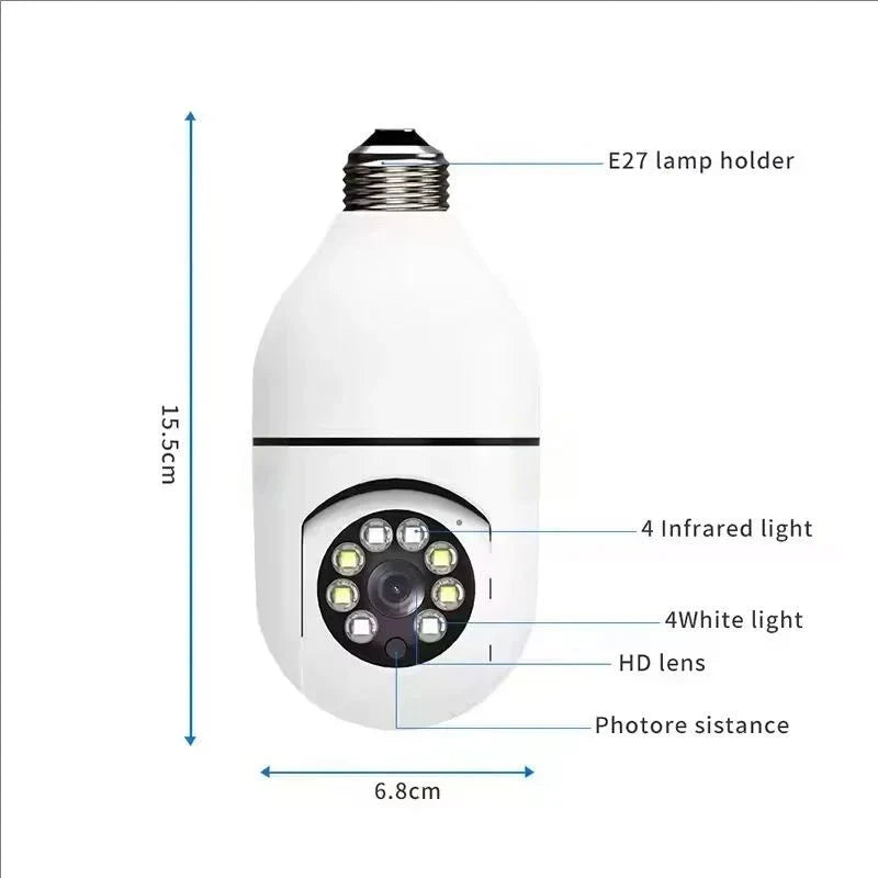 Gemodi 4G WiFi E27 Bulb Cam - AI Tracking 1080p Indoor Security - stepyours.com