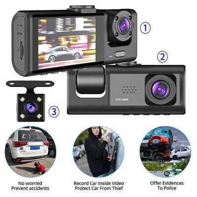 1080P Dual Dash Cam For Cars Front Inside IR Vision Loop Recording Wide Angle - stepyours.com