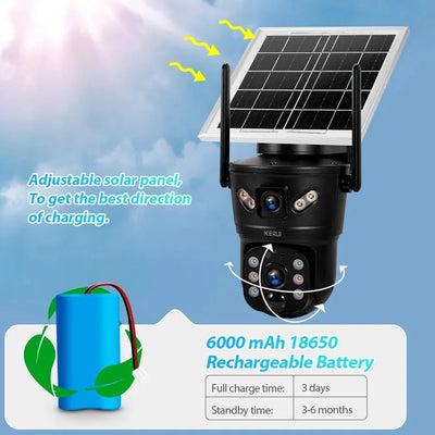 KERUI Outdoor Waterproof Solar Camera 6MP Dual Lens With 4G SIM And WiFi - stepyours.com
