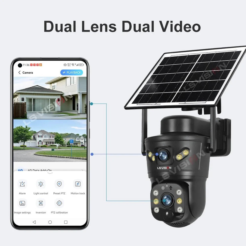 LS VISION 4G WiFi Outdoor Solar Camera - 8MP Dual Lens Night Vision Waterproof - stepyours.com