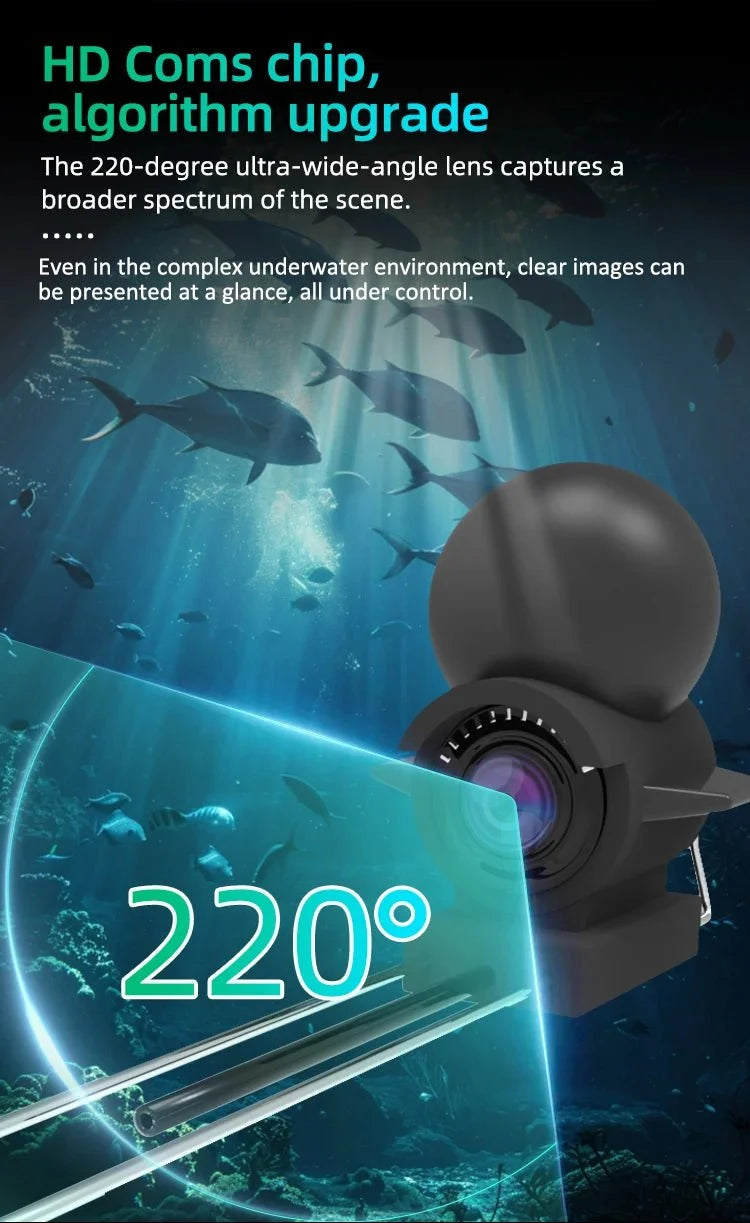 Dodosee 220 Degree Underwater Fishing Camera 1080P Night Vision LCD Fish Finder - stepyours.com