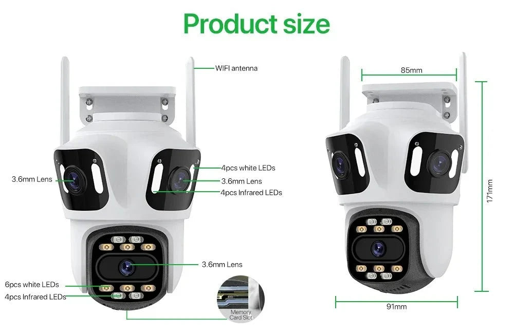 WONSDAR Three Lens Three Screen IP Camera - AI Auto Tracking For Total Security - stepyours.com