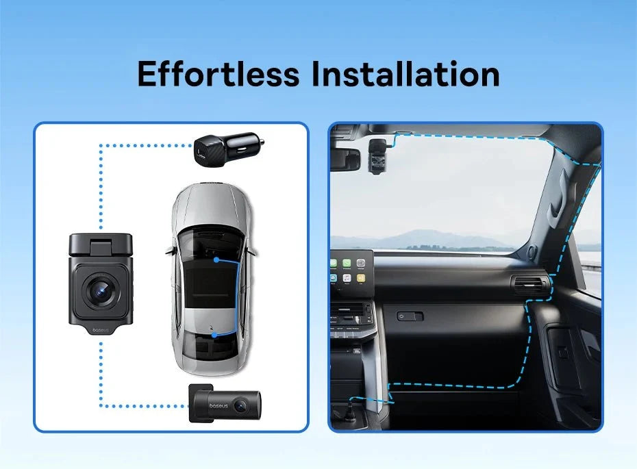 Baseus VD1 3K Dash Cam Front And Rear With GPS Supercapacitor 24H Parking - stepyours.com