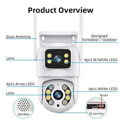 Tuya 8MP WiFi PTZ IP Camera With Dual Lens And Dual Screen Night Vision Outdoor - stepyours.com