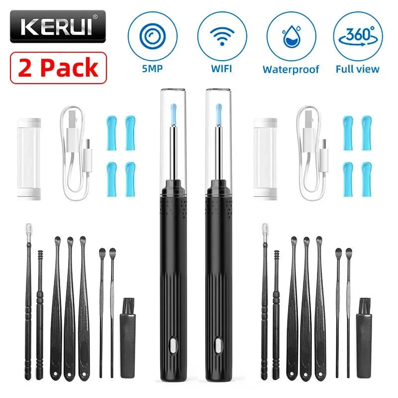 KERUI Ear Wax Removal Cleaner With 5MP HD Camera - See Ear Canal Add Hooks - stepyours.com