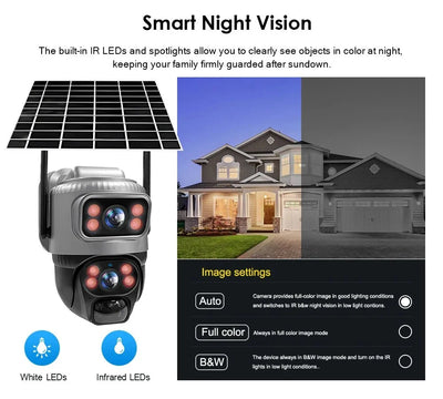V380 Dual Lens 4G Solar PIR Camera Outdoor Security 8MP 4K IP Cam - stepyours.com