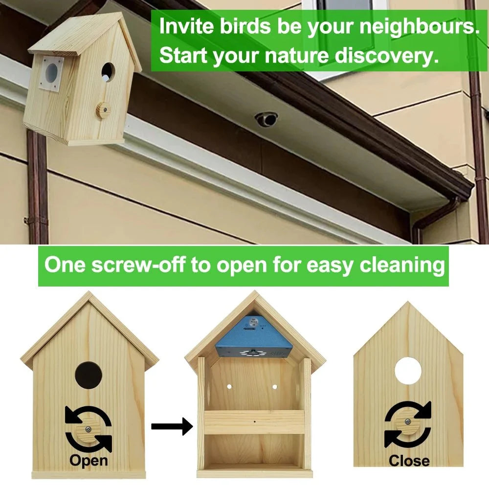 Smart Tuya Bird House 4MP HD WiFi Camera Real Time Bird Watching Nest Add Hooks - stepyours.com
