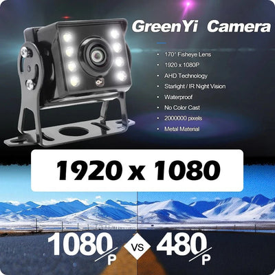 GreenYi 170 Degree AHD 1920x1080 Fisheye Car Bus Truck Rear View Camera - stepyours.com
