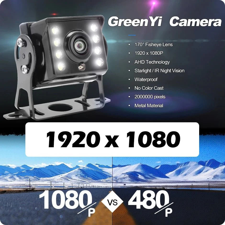 GreenYi 170 Degree AHD 1920x1080 Fisheye Car Bus Truck Rear View Camera - stepyours.com