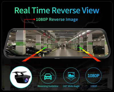 10 Inch 4K Mirror Dash Cam Wireless CarPlay Android Auto Dual Lens GPS WiFi DVR - stepyours.com