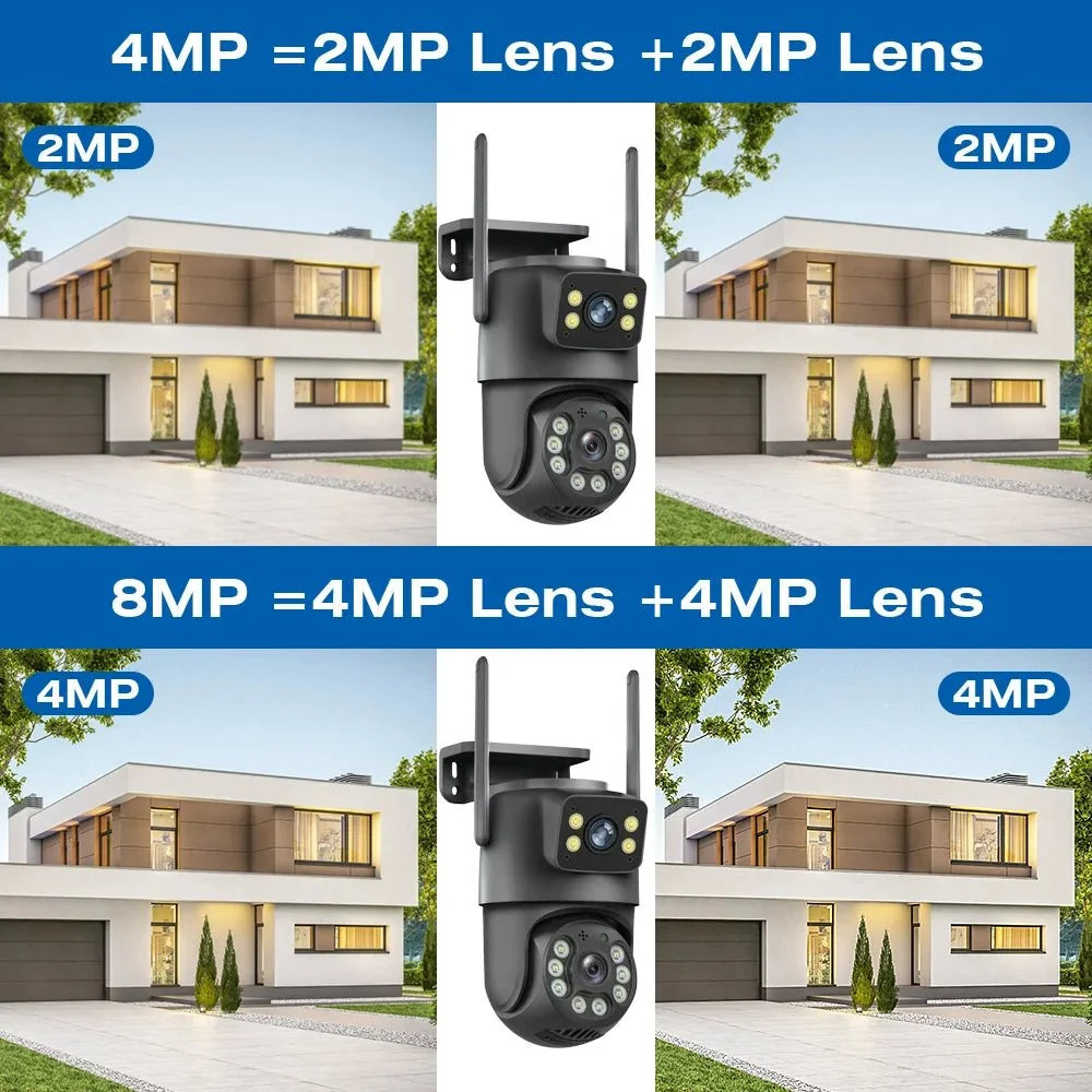 Icsee 8MP WiFi PTZ CCTV Camera Dual Screen Auto Tracking Night Vision Outdoor - stepyours.com