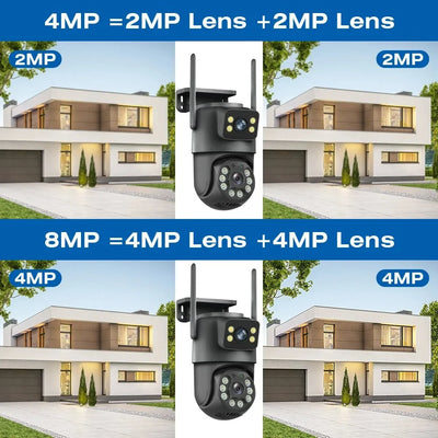 Icsee 8MP WiFi PTZ CCTV Camera Dual Screen Auto Tracking Night Vision Outdoor - stepyours.com