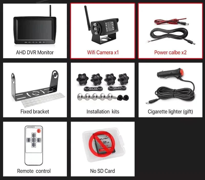 GreenYi 1280x720 HD AHD Wireless Truck DVR 7 Inch Night Vision Backup Camera - stepyours.com