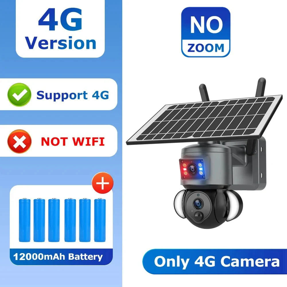 SHIWOJIA 4K 8MP Solar Camera With 4G SIM WiFi Color Night Vision PTZ Dual Lens - stepyours.com