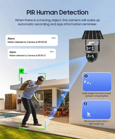 V380 Dual Lens 4G Solar PIR Camera Outdoor Security 8MP 4K IP Cam - stepyours.com