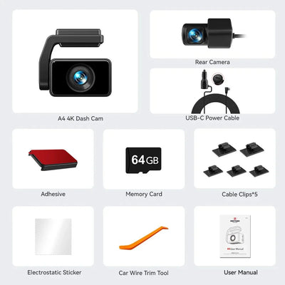 Redtiger A4 4K Dash Cam Front and Rear GPS and 5G WiFi Night Vision Parking - stepyours.com