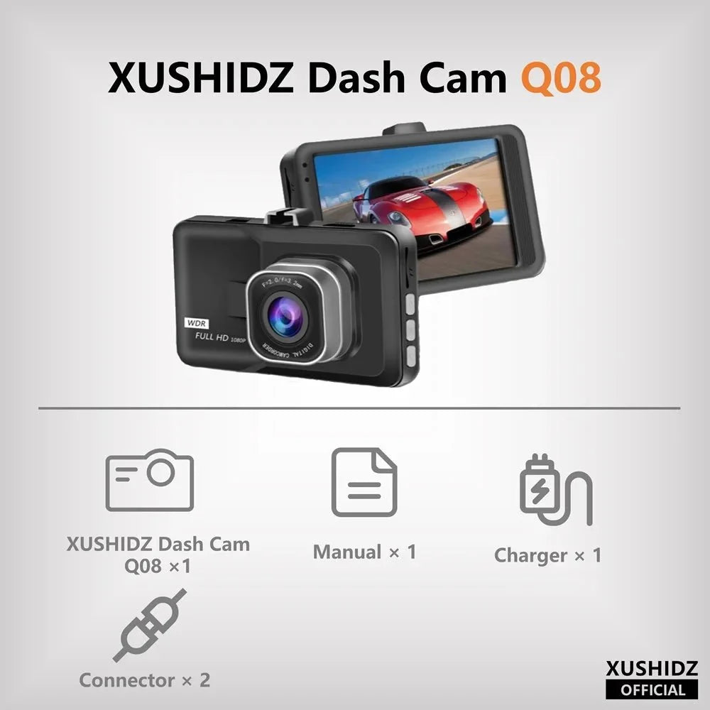 Xushidz 1080p HD Dash Camera With Loop Recording Night Vision Gsensor Parking - stepyours.com