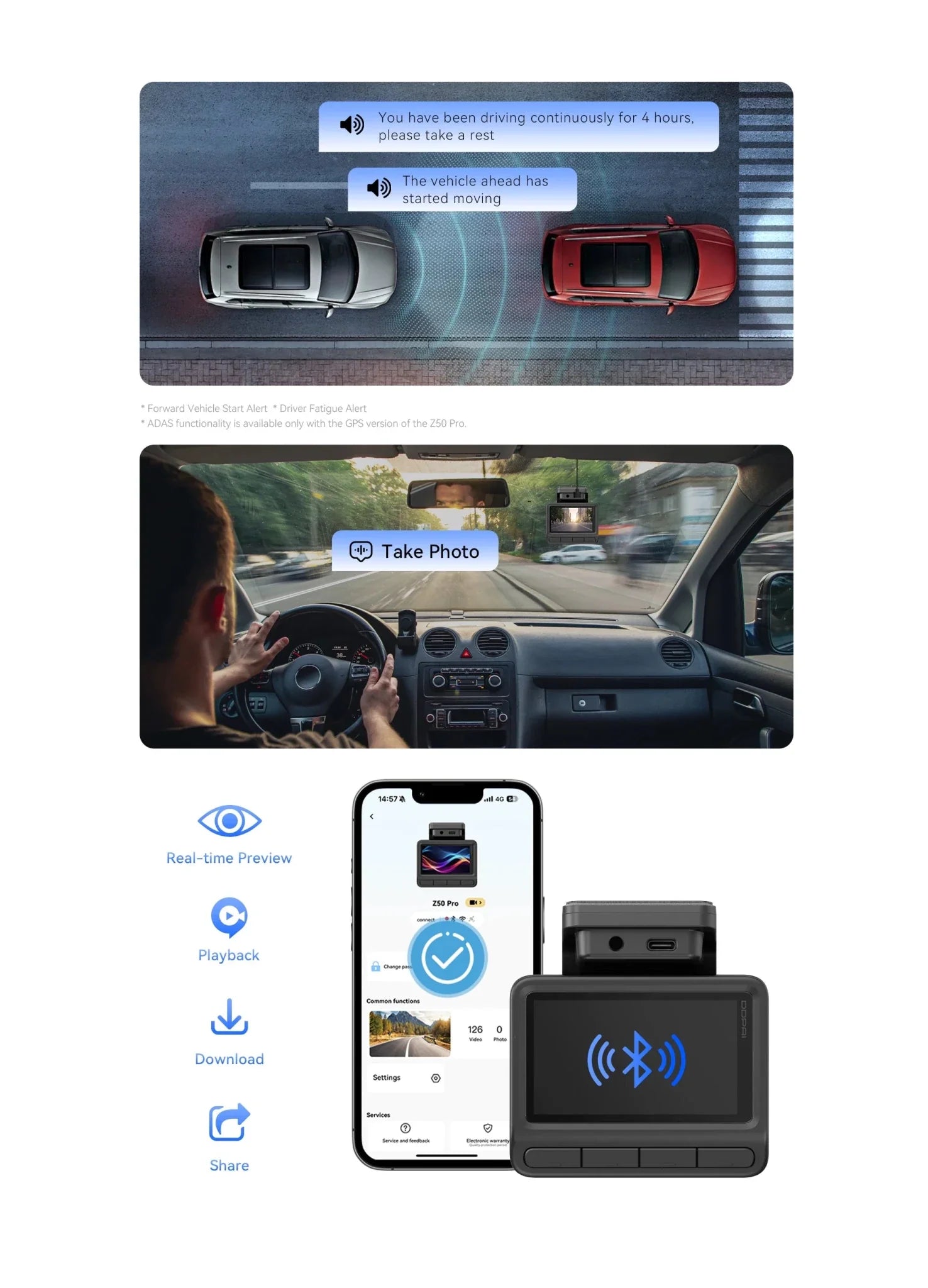 DDPAI Z50 Pro Dash Cam 4K Car DVR With 3 Inch IPS Screen GPS ADAS WiFi - stepyours.com