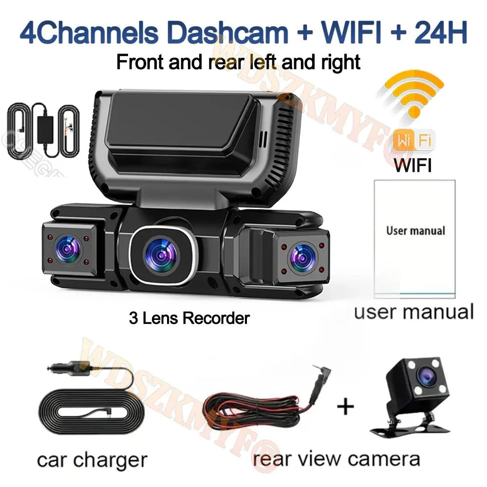 WiFi 4Channel 360 Degree Car Dashcam 2560x1440 24h Parking Monitor - stepyours.com