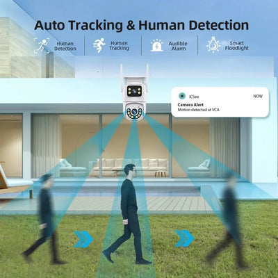 Outdoor Wireless Security IP Camera 4K 8MP Dual Lens - AI Auto Tracking - stepyours.com