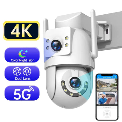Jooan 4K Outdoor PTZ WiFi Camera AI Tracking Dual Lens 5X Zoom Hooks by stepyours.com