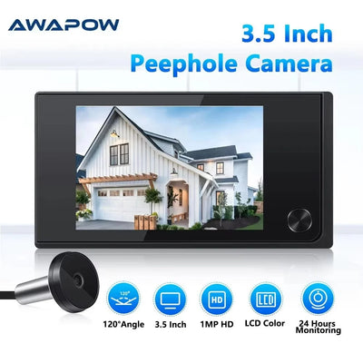 Awapow 3.5 Inch Door Peephole Viewer HD 2MP Wide Angle - stepyours.com