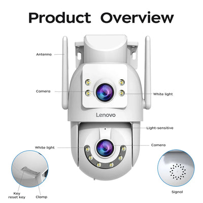 Lenovo HD PTZ Outdoor Camera Dual Lens 6MP With Auto Tracking - 5G WiFi by stepyours.com