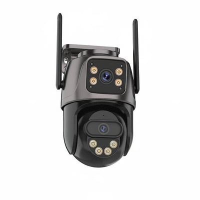 Three Screen WiFi IP Camera - 4K Dual Lens PTZ With AI Detection IP66 Waterproof by stepyours.com