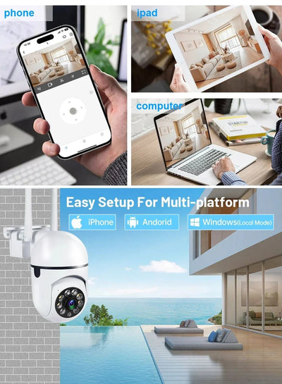 8MP WiFi Outdoor PTZ Security Camera 4X Zoom AI Human Tracking Two Way Audio - stepyours.com