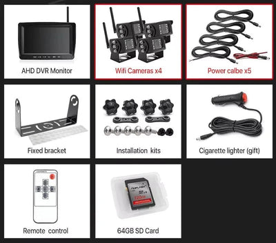GreenYi 1280x720 HD AHD Wireless Truck DVR 7 Inch Night Vision Backup Camera - stepyours.com