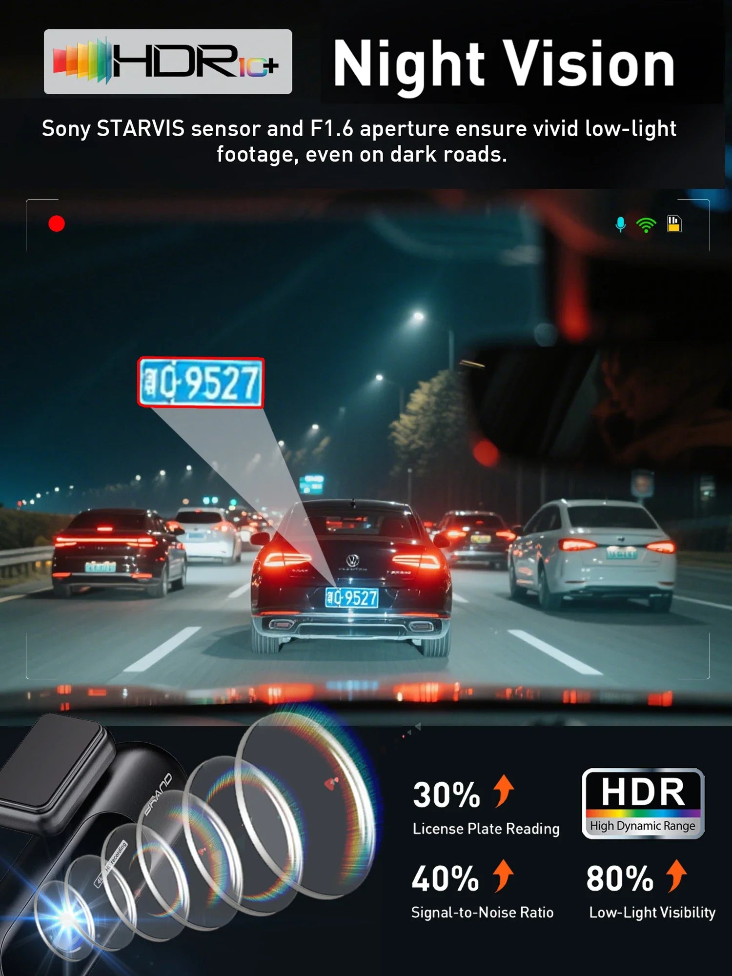 4K Front And Rear Dual Lens Dash Cam With HDR Night Vision WiFi Parking - stepyours.com