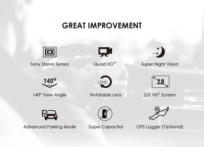 VIOFO A119 V3 2K Car Dash Camera With Parking Mode G Sensor Rota Lens - stepyours.com