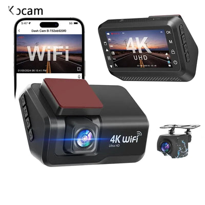 Kocam 4K UHD Dash Cam Dual Lens WiFi Night Vision Front And Rear Parking Monitor - stepyours.com