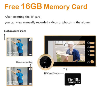 Smart Peephole Doorbell 3 Inch 1080P 140 Degree Camera - stepyours.com