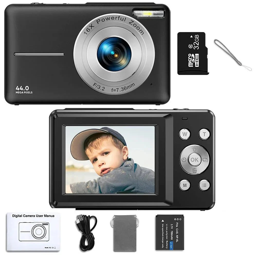 Kids Digital Camera Camcorder 16x Zoom 1080P 44MP for Beginners - stepyours.com